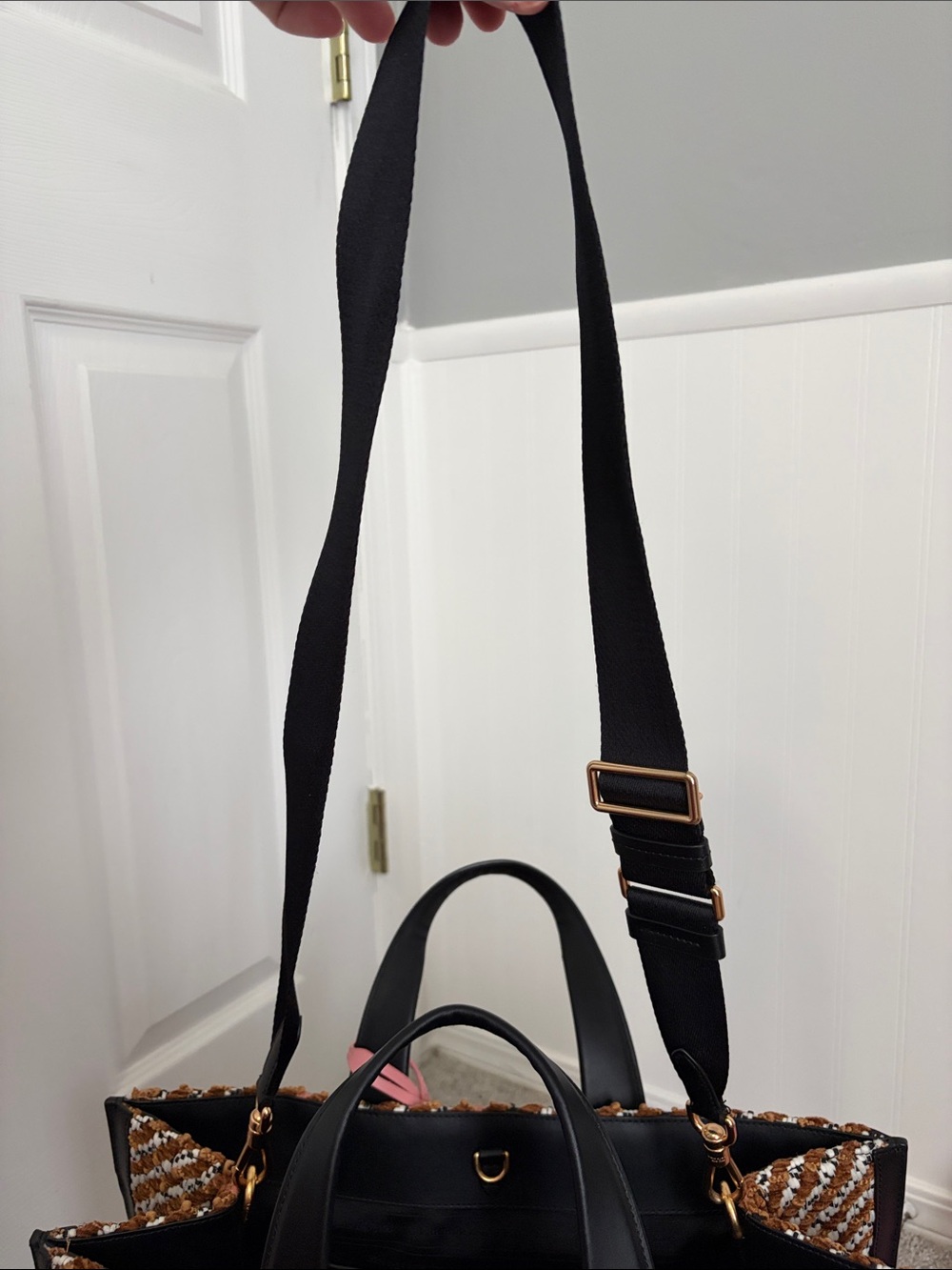 kate spade Black, Pink & Brown Woven Check Tote - Picture 4 of 6